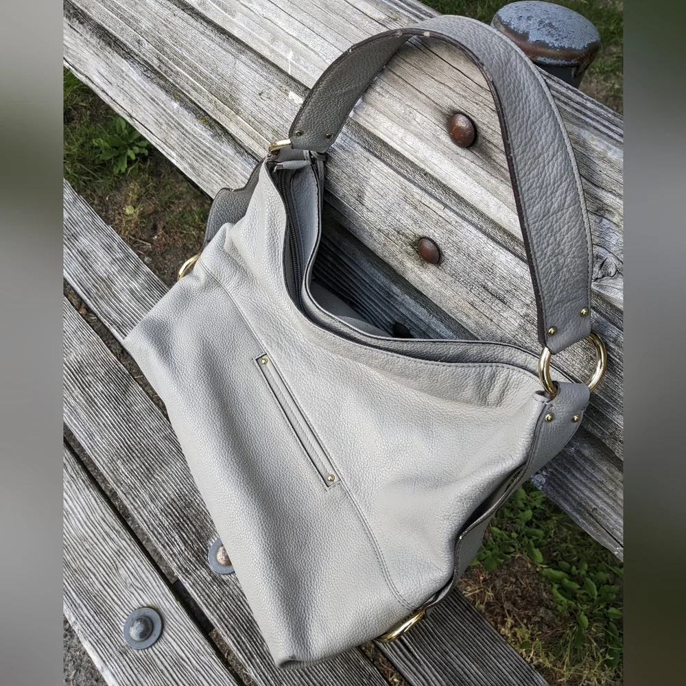 MICHAEL by Michael Kors - Austin MK Hobo Bag | Slate Gray Cement: 15w x 13h x 5d